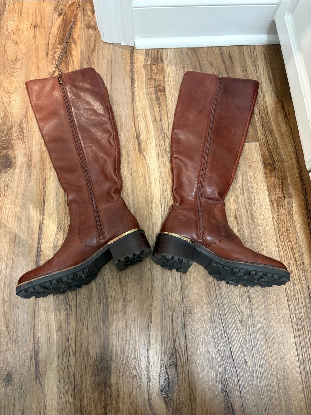 Vince Camuto Chestnut Brown Over-the-Knee Leather Boots